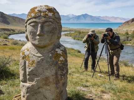 Turkic Stone Statue Documented in Dzhuuku Valley Near Issyk-Kul Science.Report