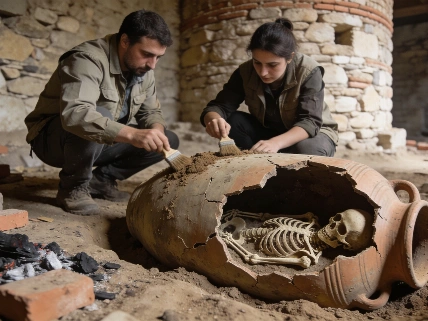 Roman-Era Skeleton Found Sheltering in Giant Jar at Deultum Fortress Science.Report