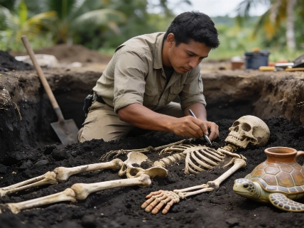 2,800-Year-Old Prone Burial With Sea Turtle Vessel Found in El Salvador Science.Report