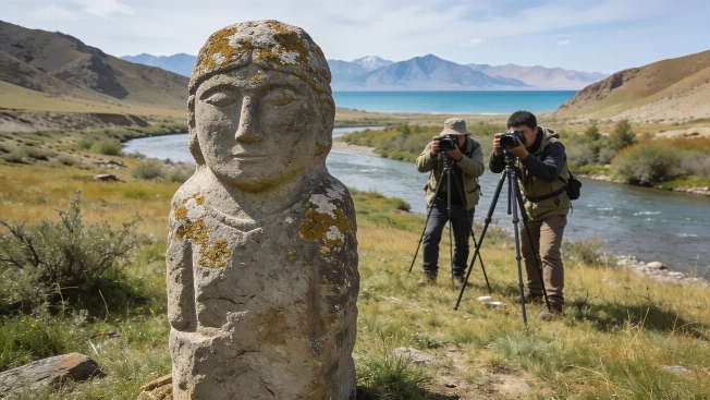 Turkic Stone Statue Documented in Dzhuuku Valley Near Issyk-Kul Science.Report