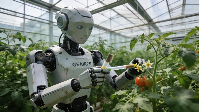 Humanoid Robot GEAIR 2.0 Automates Tomato Flower Pollination in Beijing Science.Report