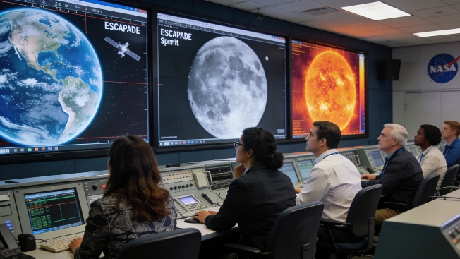 NASA's ESCAPADE Spacecraft Captures Earth and Moon in Dual Light Science.Report